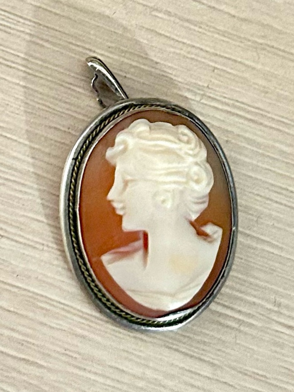 Vintage 800 Sterling Silver Cameo Pendant | Classic Lady Profile